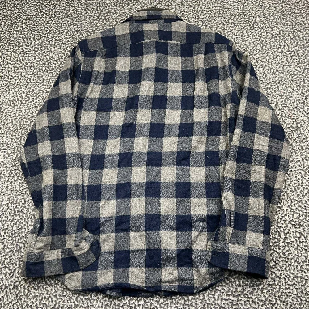 J. Crew Button Up Shirt Men Medium Blue Gray Slim Fit Buffalo Check Flannel M